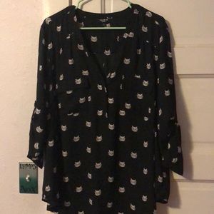 Torrid Harper Black Cats Georgette Blouse